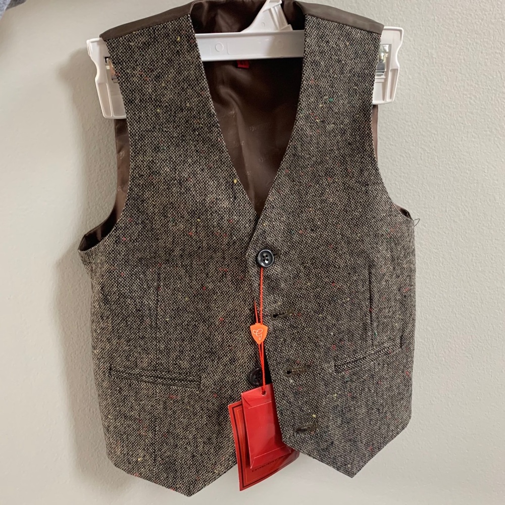 Toddler Boys Tweed Formal Brown Vest
